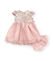 Rare Editions Baby Girls 3-24 Months Cap Sleeve Brocade/Mesh Fit & Flare Dress