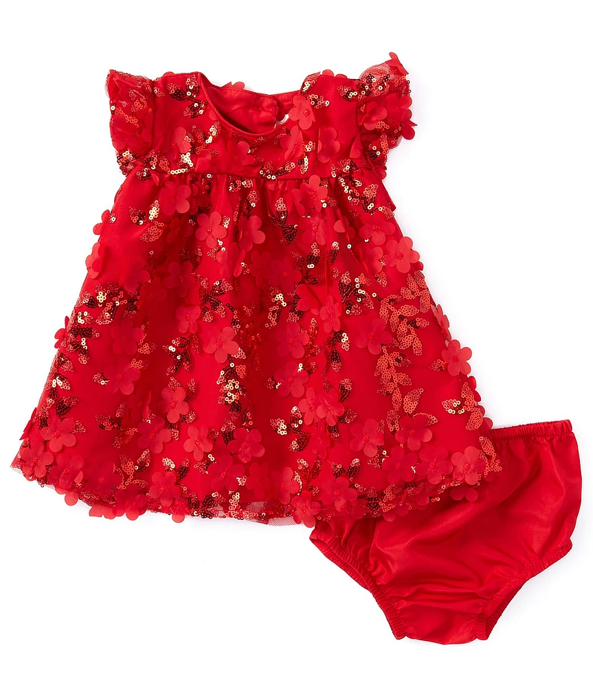 Rare Editions Baby Girls 3-24 Months Cap-Sleeve Sequin-Embellished Soutache-Embroidered Empire-Waist Dress