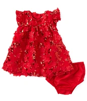 Rare Editions Baby Girls 3-24 Months Cap-Sleeve Sequin-Embellished Soutache-Embroidered Empire-Waist Dress