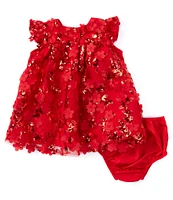 Rare Editions Baby Girls 3-24 Months Cap-Sleeve Sequin-Embellished Soutache-Embroidered Empire-Waist Dress