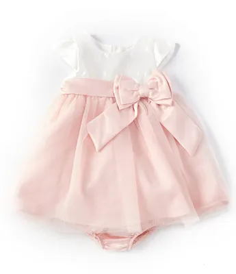 Rare Editions Baby Girls 3-24 Months Color Block Mikado-Bodice/Mesh-Skirted Fit-And-Flare Dress