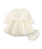 Rare Editions Baby Girls 3-24 Months Long Sleeve Faux-Fur Cropped Bolero & Sleeveless Brocade/Mesh Fit & Flare Dress Set