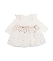 Rare Editions Baby Girls 3-24 Months Long-Sleeve Sequin-Skirted Chiffon Fit-And-Flare Dress