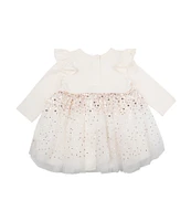 Rare Editions Baby Girls 3-24 Months Long-Sleeve Sequin-Skirted Chiffon Fit-And-Flare Dress