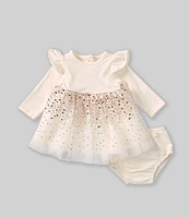 Rare Editions Baby Girls 3-24 Months Long-Sleeve Sequin-Skirted Chiffon Fit-And-Flare Dress