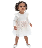 Rare Editions Baby Girls 3-24 Months Long-Sleeve Sequin-Skirted Chiffon Fit-And-Flare Dress