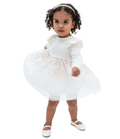 Rare Editions Baby Girls 3-24 Months Long-Sleeve Sequin-Skirted Chiffon Fit-And-Flare Dress