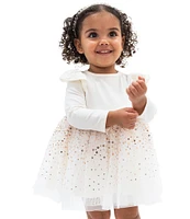 Rare Editions Baby Girls 3-24 Months Long-Sleeve Sequin-Skirted Chiffon Fit-And-Flare Dress