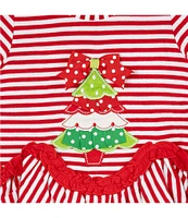 Rare Editions Baby Girls 3-24 Months Long Sleeve Striped Christmas Tree Appliqued Tunic Top & Dotted Leggings Set