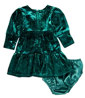 Rare Editions Baby Girls 3-24 Months Long Sleeve Textured-Velvet Fit & Flare Dress