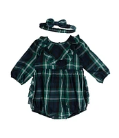 Rare Editions Baby Girls 3-24 Months Plaid Bubble Ruffle Onesie & Matching Headband