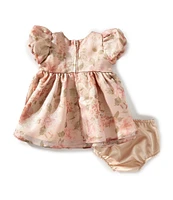Rare Editions Baby Girls Puffed-Sleeve Floral Organza Fit-And-Flare Dress