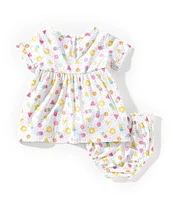Rare Editions Baby Girls Short-Sleeve Mixed-Media-Printed Fit-And-Flare Dress