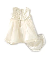 Rare Editions Baby Girls Sleeveless Basketweave-Bodice/Tulle-Skirted Fit-And-Flare Dress