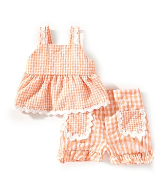 Rare Editions Baby Girls 3-24 Months Sleeveless Gingham Seersucker Tank Top & Shorts Set