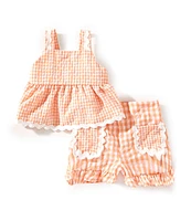 Rare Editions Baby Girls 3-24 Months Sleeveless Gingham Seersucker Tank Top & Shorts Set