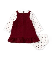 Rare Editions Baby Girls 3-24 Months Sleeveless Patterned Double-Knit Jumper Dress & Heart-Printed French Terry Top Set