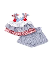 Rare Editions Baby Girls 3-24 Months Sleeveless Solid/Checked Americana Tank Top & Short Set