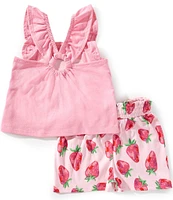 Rare Editions Baby Girls 3-24 Months Sleeveless Strawberry-Motif Tank Top & Strawberry-Printed Shorts Set