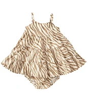Rare Editions Baby Girls 3-24 Months Sleeveless Zebra-Printed Tiered Linen-Blend Dress