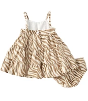 Rare Editions Baby Girls 3-24 Months Sleeveless Zebra-Printed Tiered Linen-Blend Dress