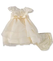 Rare Editions Baby Girls 3-24 Months Stretch Lace Illusion Tiered Organza Dress