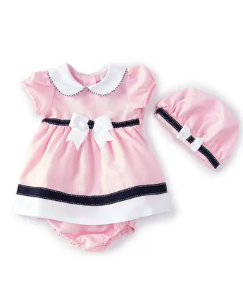 Rare Editions Baby Girls 3-24 Months Twill Sailor Cap Sleeve Dress & Hat