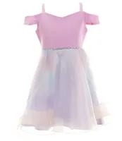 Rare Editions Big Girls 7-16 Cold-Shoulder Solid/Ombre High-Low Hem Ballgown