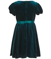 Rare Editions Big Girls 7-16 Flutter-Sleeve Velvet Fit-And-Flare Dress