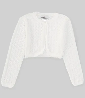 Rare Editions Big Girls 7-16 Long Sleeve Crocheted-Knit Cardigan