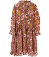 Rare Editions Big Girls 7-16 Long-Sleeve Floral-Printed Dobby Kimono, Waffle Knit Fit-And-Flare Dress & Necklace Set