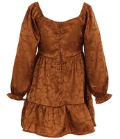 Rare Editions Big Girls 7-16 Long Sleeve Jacquard Charmeuse Fit & Flare Dress