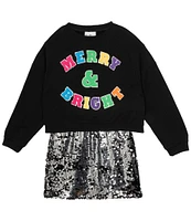 Rare Editions Big Girls 7-16 Long Sleeve Merry & Bright Sweater & Sleeveless Sweater-Knit/Sequin-Embellished Sheath Dress Set