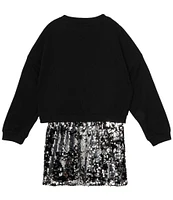 Rare Editions Big Girls 7-16 Long Sleeve Merry & Bright Sweater & Sleeveless Sweater-Knit/Sequin-Embellished Sheath Dress Set