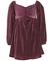 Rare Editions Big Girls 7-16 Long Sleeve Pleated Velvet Shift Dress