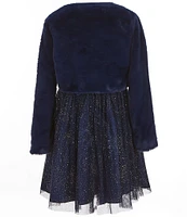 Rare Editions Big Girls 7-16 Long-Sleeve Velvet Bolero & Sleeveless Glitter-Accented Fit-And-Flare Dress Set