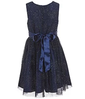 Rare Editions Big Girls 7-16 Long-Sleeve Velvet Bolero & Sleeveless Glitter-Accented Fit-And-Flare Dress Set