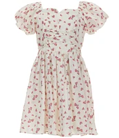 Rare Editions Big Girls 7-16 Puffed-Sleeve Ditsy-Floral Peasant Dress