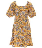 Rare Editions Big Girls 7-16 Puffed Sleeve Paisley Faux-Wrap Dress