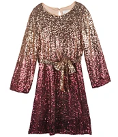 Rare Editions Big Girls 7-16 Sequin-Embellished Ombre Knit A-Line Dress