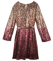 Rare Editions Big Girls 7-16 Sequin-Embellished Ombre Knit A-Line Dress