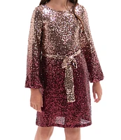 Rare Editions Big Girls 7-16 Sequin-Embellished Ombre Knit A-Line Dress