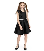 Rare Editions Big Girls 7-16 Sleeveless Bow-Accented Shoulder Mikado Dress