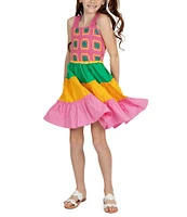 Rare Editions Big Girls 7-16 Sleeveless Crochet/Color Block Fit-And-Flare Dress