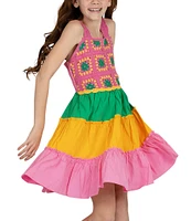 Rare Editions Big Girls 7-16 Sleeveless Crochet/Color Block Fit-And-Flare Dress