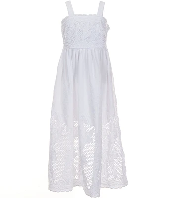 Rare Editions Big Girls 7-16 Sleeveless Eyelet-Embroidered-Scalloped-Border Long Dress
