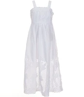 Rare Editions Big Girls Sleeveless Eyelet-Embroidered-Scalloped-Border Long Dress