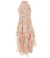 Rare Editions Big Girls 7-16 Sleeveless Floral-Printed Textured-Chiffon Long Dress