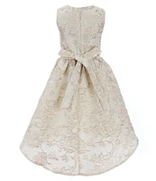 Rare Editions Big Girls 7-16 Sleeveless High-Low-Hem Lurex Jacquard Ballgown