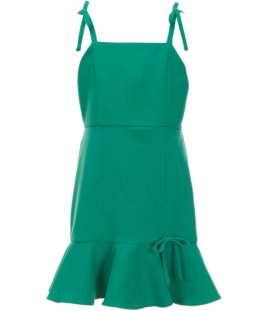 Rare Editions Big Girls 7-16 Sleeveless Laguna Scuba Fit-And-Flare Ruffle Hem Dress